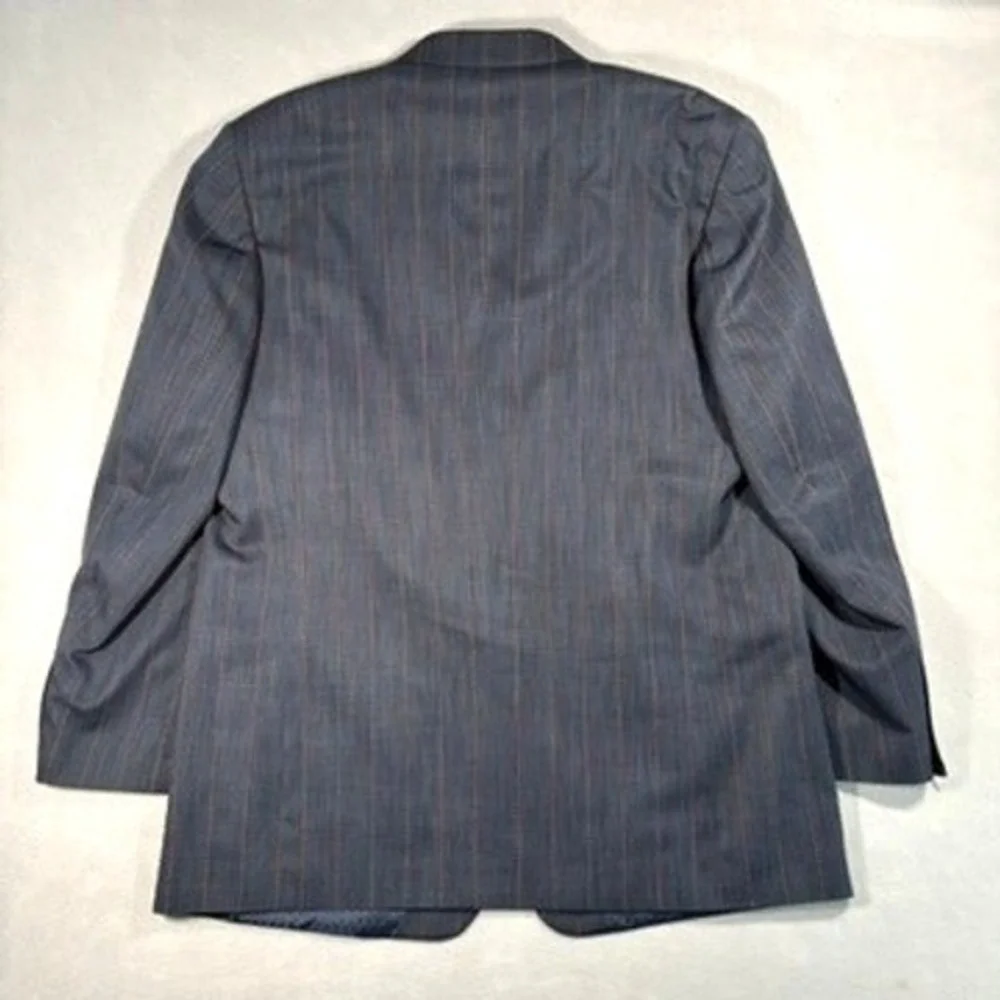 Mazzoni Navy Red Pinstripe 3 Button Blazer Sport Coat Jacket 46L Bold Neo-Preppy